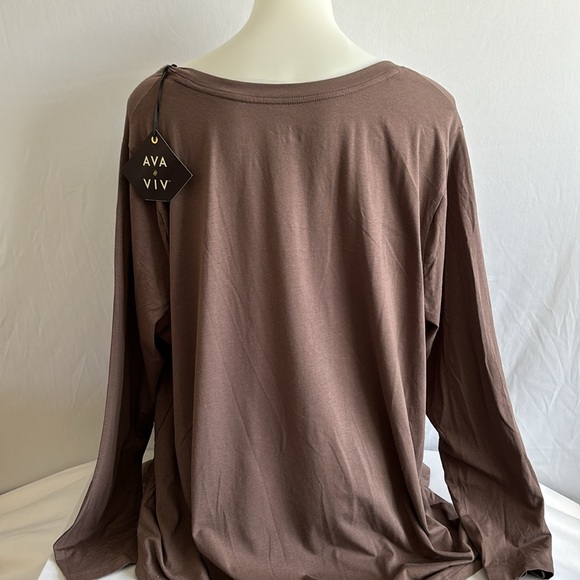 AVA&VIV dark Taupe 3X long sleeve tee, NWT - Picture 4 of 5